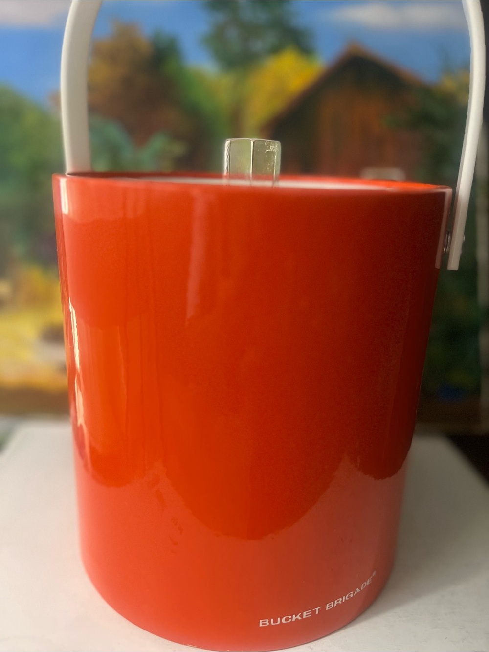 Vintage Orange Ice Bucket by bucket brigade